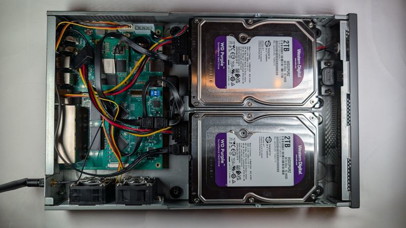 Cruiser desktop case open, with two drives installed