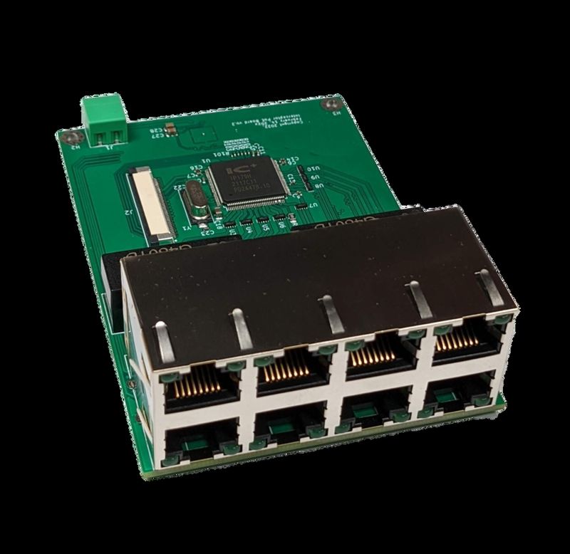 Interceptor PoE Board with eight PoE+ jacks